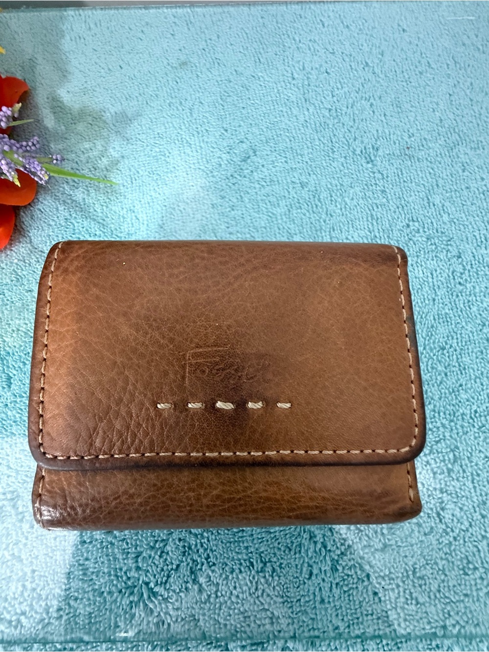 Fossil Brown Leather Trifold Wallet